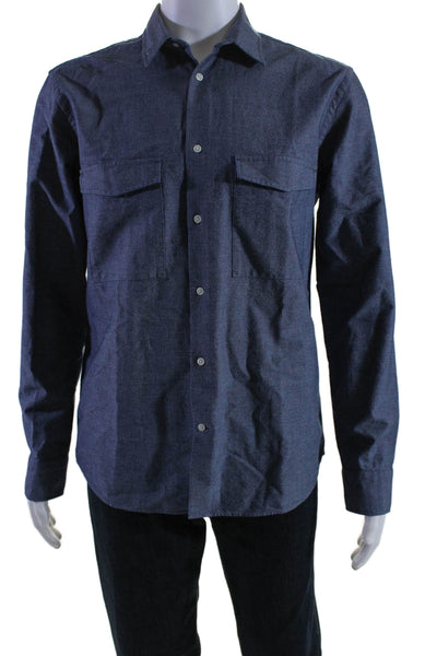 J. Lindeberg Men's Collared Long Sleeves Button Down Shirt Blue Size M