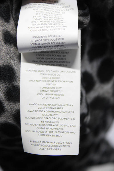 Michael Michael Kors Womens Button Front Leopard Print Shirt Gray Black Size 8