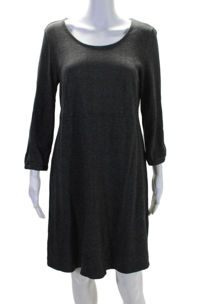 J. Jill Womens Dark Gray Plaid Scoop Neck Long Sleeve A-line Dress Size S