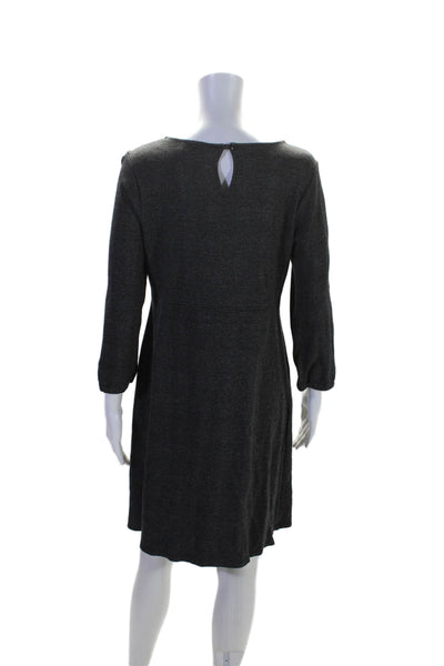 J. Jill Womens Dark Gray Plaid Scoop Neck Long Sleeve A-line Dress Size S