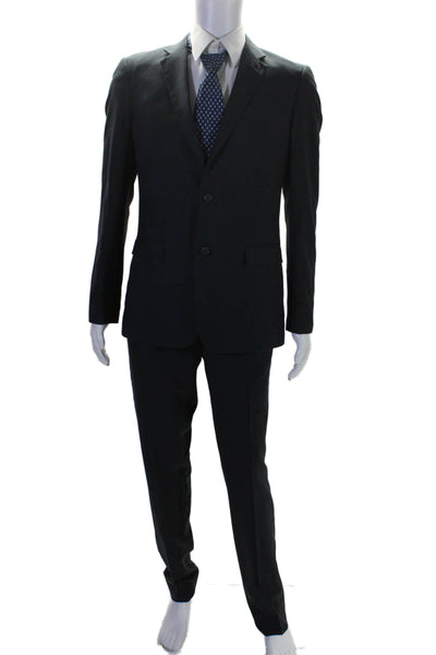 Egara Mens Dark Navy Two Button Long Sleeve Blazer Pants Suit Set Size 40L 34W