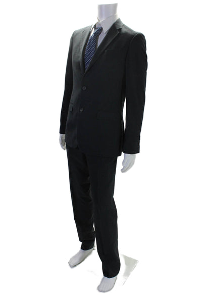 Egara Mens Dark Navy Two Button Long Sleeve Blazer Pants Suit Set Size 40L 34W