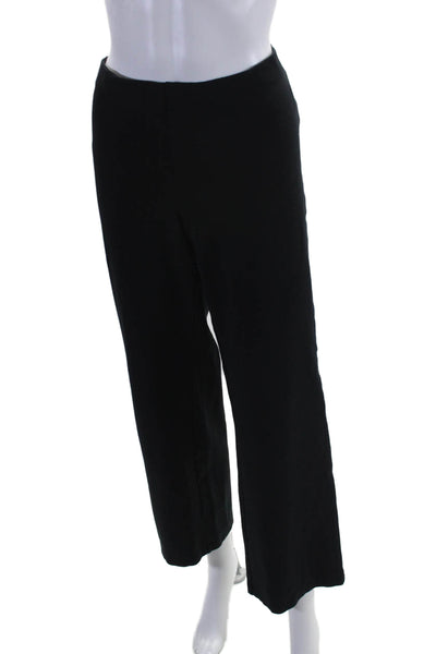 Eileen Fisher Womens Elastic Waistband Wide Leg Dress Pants Black Size L