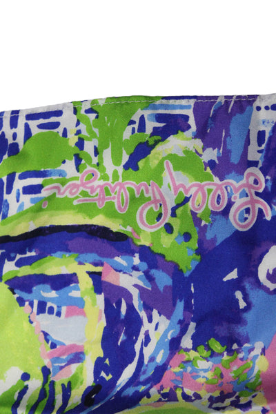 Lily Pulitzer Womens Silk Fashion Abstract Multicolor Scarf Blue OS