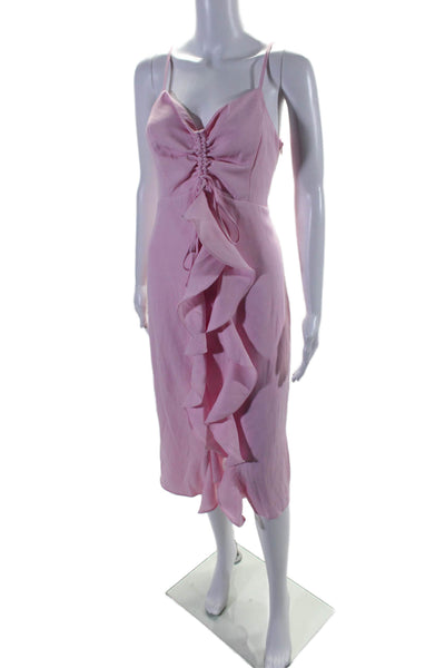 Endless Rose Womens Spaghetti Strap Ruffled Maxi Dress Ballet Pink Size Medium