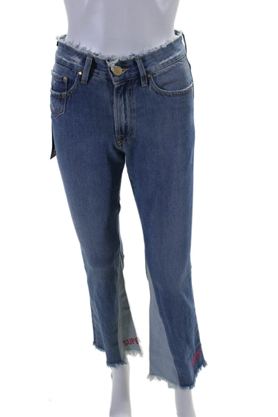 Dont Cry Womens High Rise Cropped Semi Boot Cut Jeans Blue Cotton Size 25
