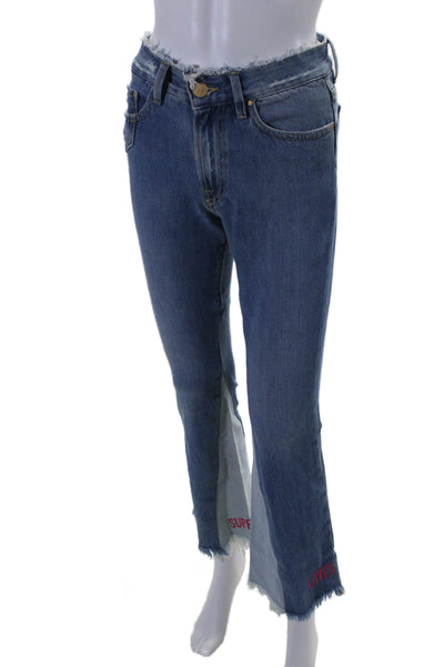 Dont Cry Womens High Rise Cropped Semi Boot Cut Jeans Blue Cotton Size 25