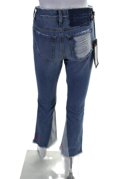 Dont Cry Womens High Rise Cropped Semi Boot Cut Jeans Blue Cotton Size 25