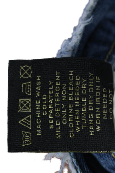 Dont Cry Womens High Rise Cropped Semi Boot Cut Jeans Blue Cotton Size 25
