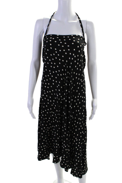 Free People Womens Sleeveless Spotted Long Dress Black White Size XS