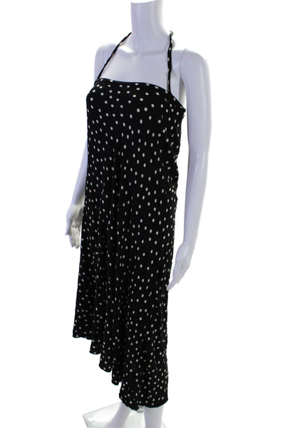 Free People Womens Sleeveless Spotted Long Dress Black White Size XS