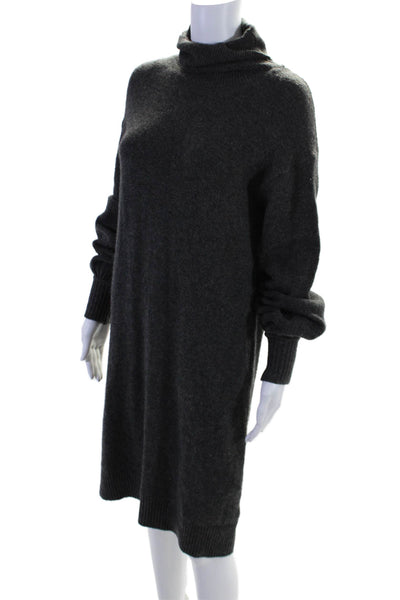 J Crew Womens Long Sleeve Thick Knit Turtleneck Dress Gray Size Small