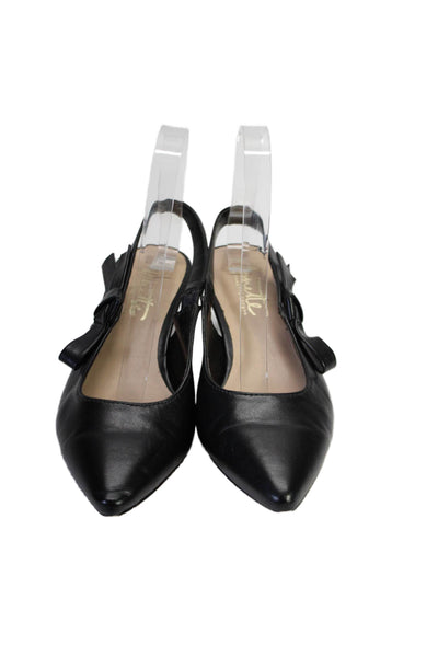 Nanette Lepore Womens Point Toe Slingback Low Heels Leather Black 7.5