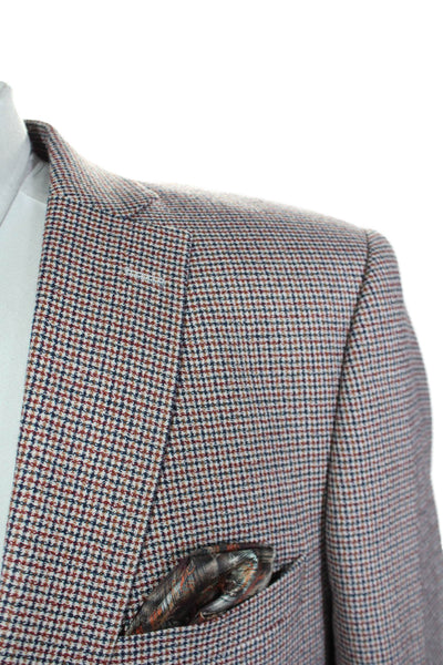 Carducci Mens Long Sleeve Notch Lapel Two Button Blazer Wool Beige 34 in