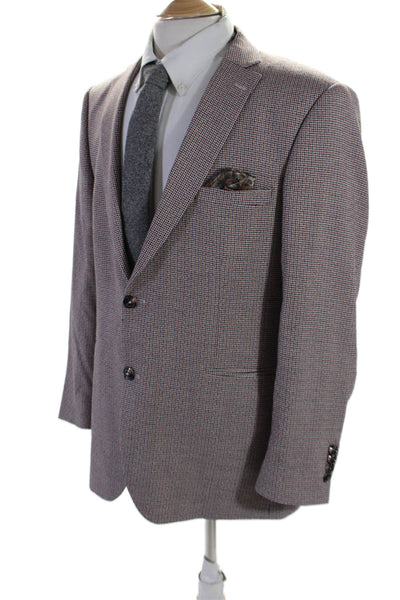 Carducci Mens Long Sleeve Notch Lapel Two Button Blazer Wool Beige 34 in