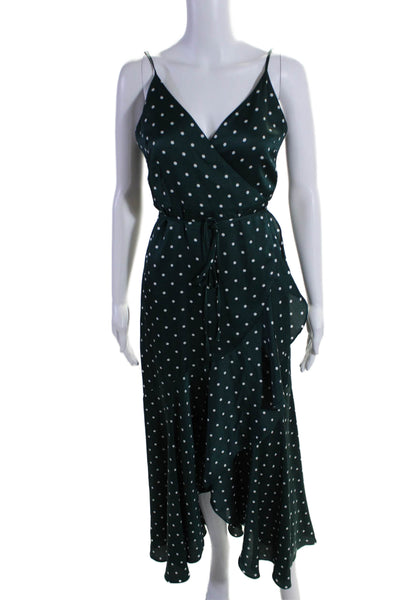 Shonajoy Womens Polka Dot V-Neck Sleeveless Maxi Wrap Dress Green Size M