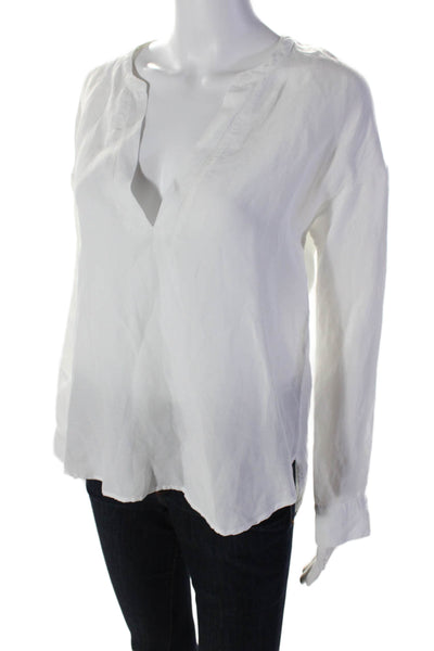 Standard James Perse Womens Cotton Long Sleeve V Neck Tunic White Size 0