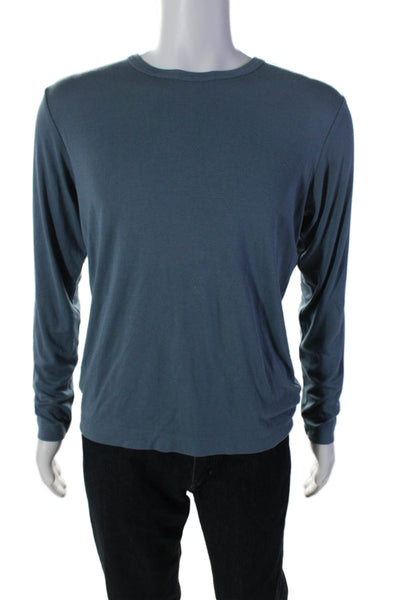 Theory Mens Long Sleeve Solid Crewneck T shirt Blue Size S