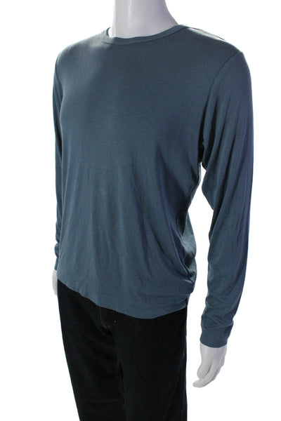 Theory Mens Long Sleeve Solid Crewneck T shirt Blue Size S