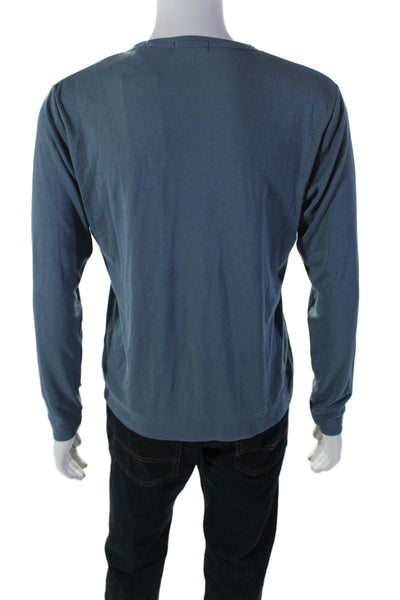 Theory Mens Long Sleeve Solid Crewneck T shirt Blue Size S