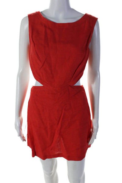 Socapri Womens Boat Neck Open Back Unlined Sleeveless Mini Dress Red Size 42