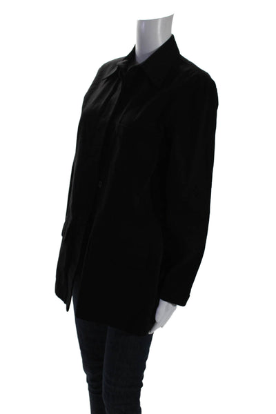 STNT Womens Cotton Long Sleeve Button Down Collared Jacket Black Size M