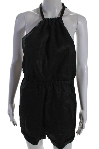 Sir. Womens Linen Black Halter Neck Open Back Sleeveless Romper Size 1