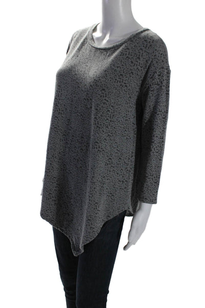 Soft Joie Womens Long Sleeve Spotted Print Asymmetric Hem Top Gray Size XS