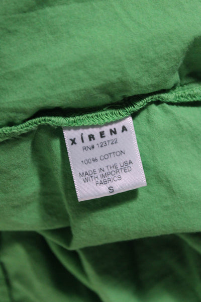 Xirena Womens Long Sleeve V Neck Knee Length Dress Green Cotton Size Small