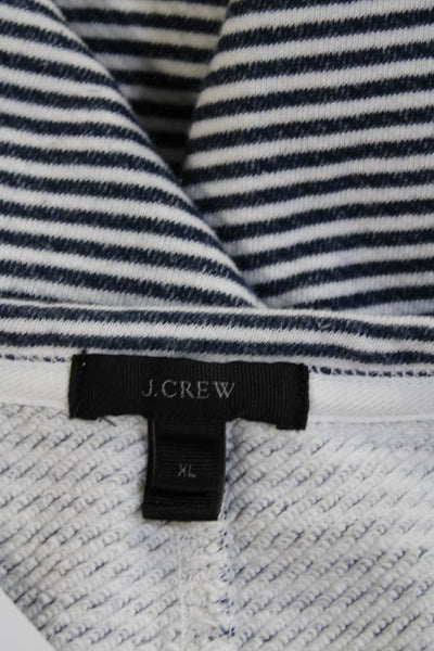 J Crew Womens Striped Long Sleeve Crewneck Knit Top White Blue Size XL