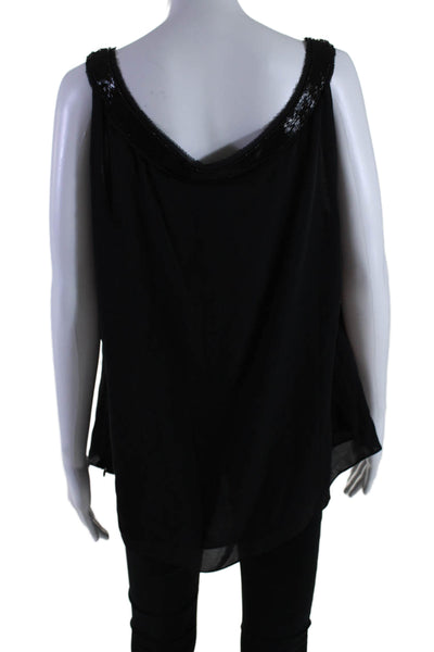 Ellen Tracy Womens Sleeveless Scoop Neck Back Zip Blouse Black Size 18