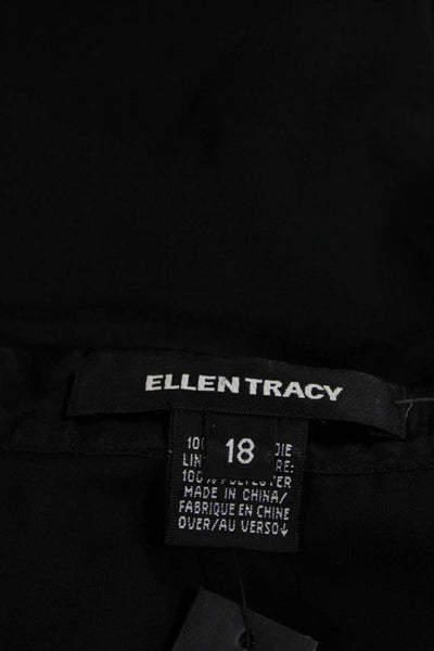 Ellen Tracy Womens Sleeveless Scoop Neck Back Zip Blouse Black Size 18