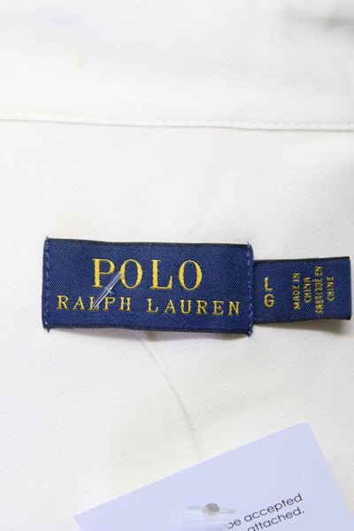 Polo Ralph Lauren Women's Long Sleeves Quarter Button Blouse Beige Size L