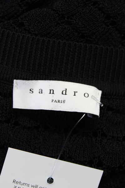 Sandro Paris Womens Knitted Buttoned Textured Long Sleeve Cardigan Black Size 0