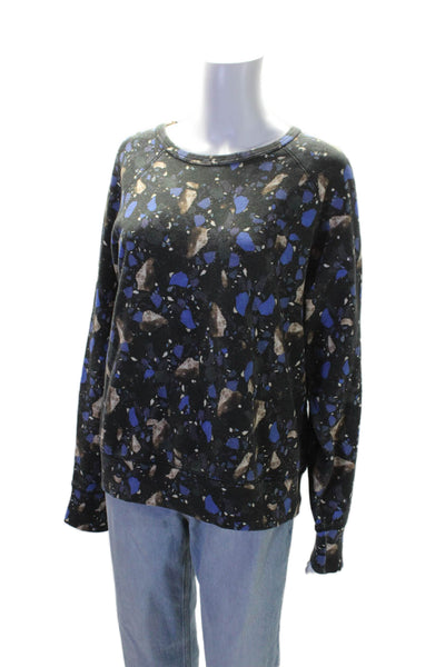 ACNE Studios Womens Cotton Abstract Print Round Neck Sweatshirt Black Size M