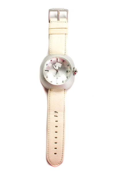 Locman Womens Leather Strap Aluminum Case Water Resistant Large Watch White