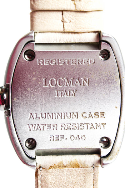 Locman Womens Leather Strap Aluminum Case Water Resistant Large Watch White