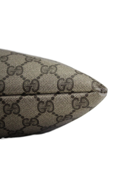 Gucci Womens Double Handle Leather Trim Monogram Canvas Vintage Handbag Brown