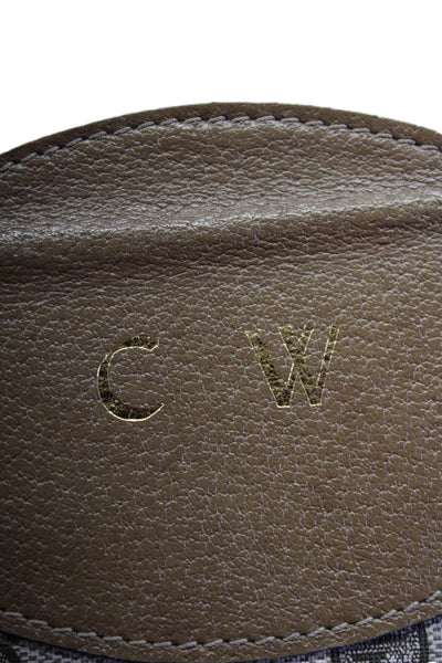Gucci Womens Double Handle Leather Trim Monogram Canvas Vintage Handbag Brown