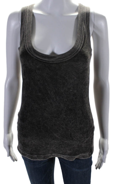 Sundays Womens Sleeveless Pullover Washed Danny Tank Top Black Cotton Size Small