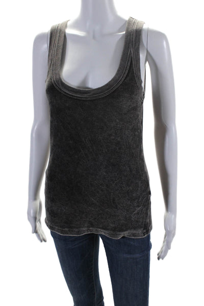 Sundays Womens Sleeveless Pullover Washed Danny Tank Top Black Cotton Size Small