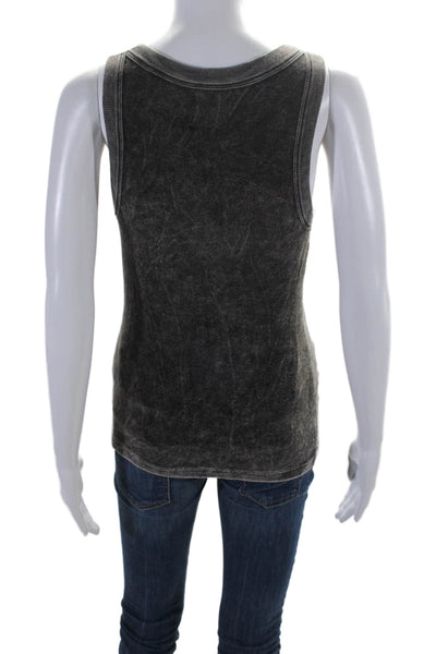Sundays Womens Sleeveless Pullover Washed Danny Tank Top Black Cotton Size Small
