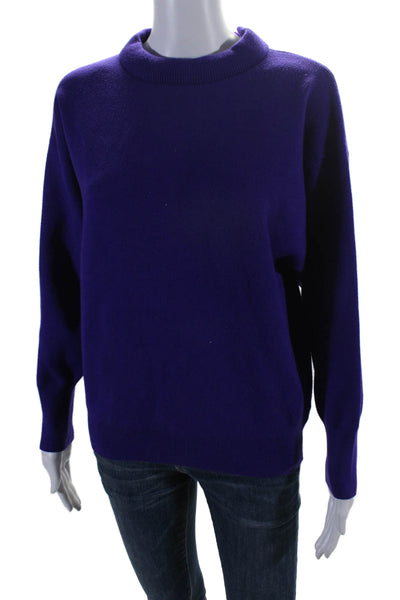 Uterque Womens Chain Link Long Sleeves Pullover Sweater Purple Size Medium