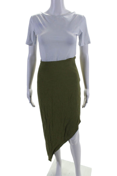Artelier Nicole Miller Womens Asymmetrical Maxi Skirt Moss Green Size 4