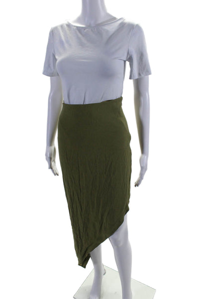 Artelier Nicole Miller Womens Asymmetrical Maxi Skirt Moss Green Size 4