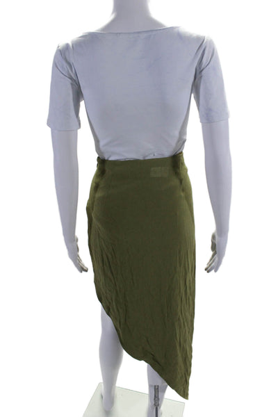 Artelier Nicole Miller Womens Asymmetrical Maxi Skirt Moss Green Size 4