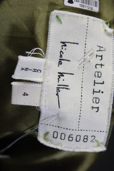 Artelier Nicole Miller Womens Asymmetrical Maxi Skirt Moss Green Size 4