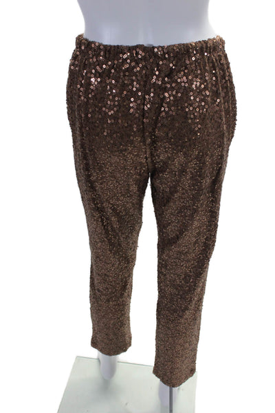 Splendid Womens Sequin High Rise Drawstring Tapered Leg Pants Brown Size S