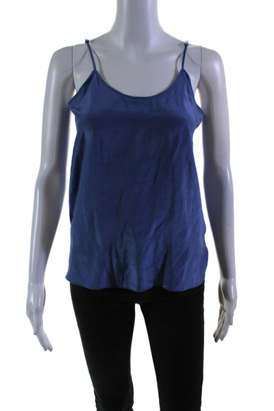 ATM Womens Silk Round Neck Pullover Tank Top Blouse Blue Size XS