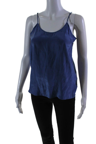 ATM Womens Silk Round Neck Pullover Tank Top Blouse Blue Size XS